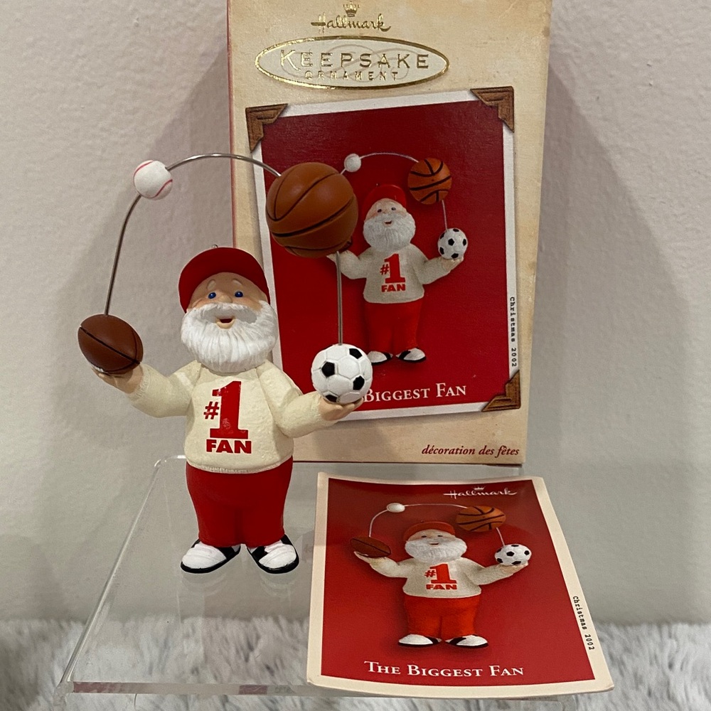 Hallmark The Biggest Fan Santa Ornament - Red and White